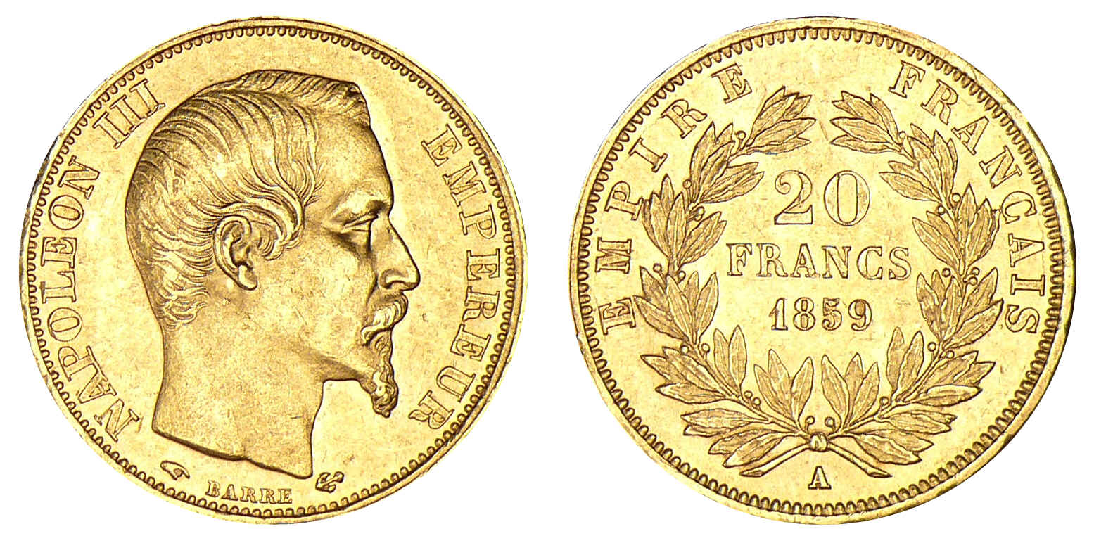 Valeur Pièce 20 Francs Or Napoléon 3 1859 Vente sur offre terminée Napoléon III (1852-1870) - Monnaies d'antan