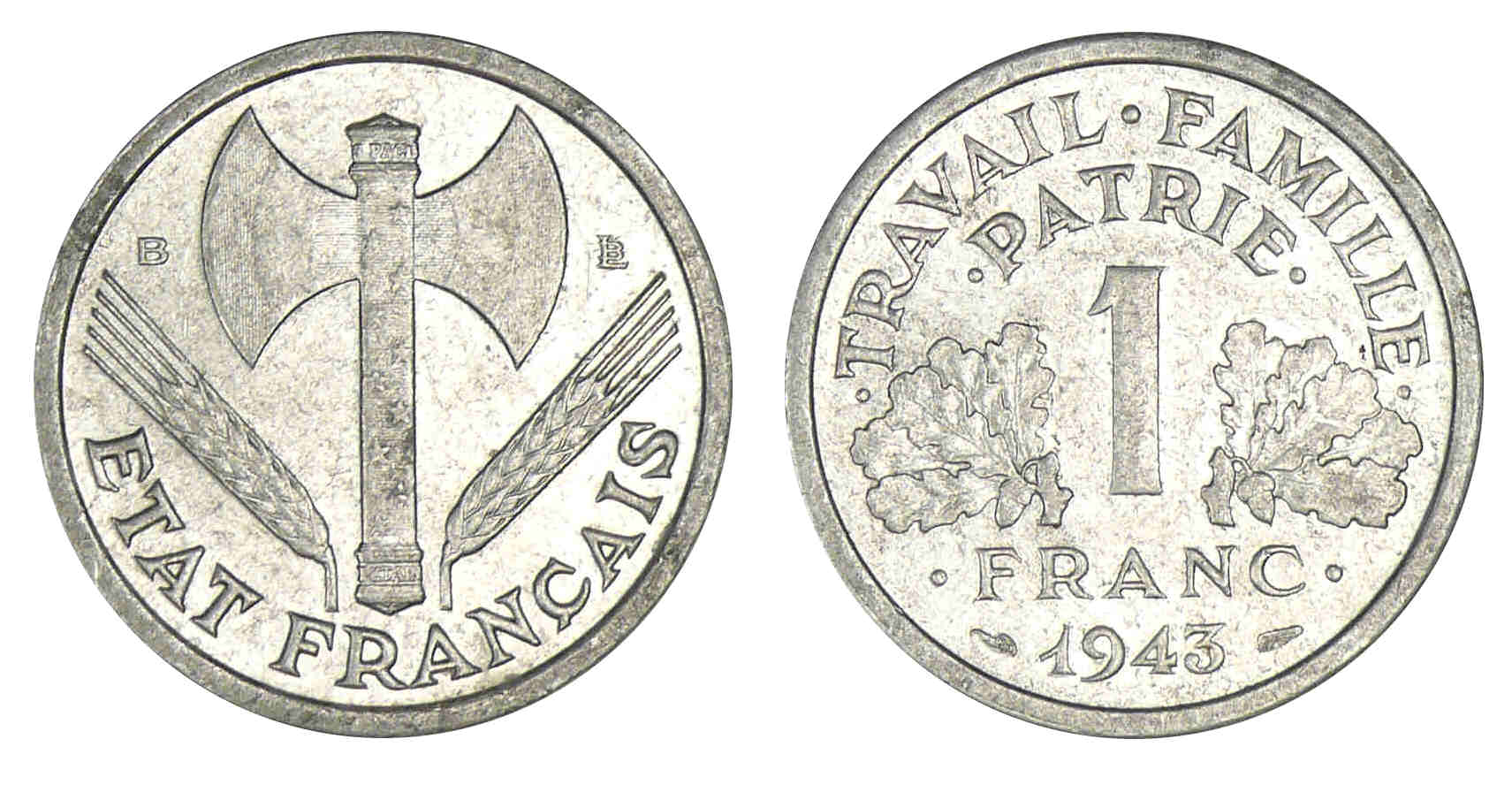 1 Franc 1942 Travail Famille Patrie Valeur Vente sur offre terminée Gouv. Provisoire et Quatrième République  (1941-1959) - Monnaies d'antan
