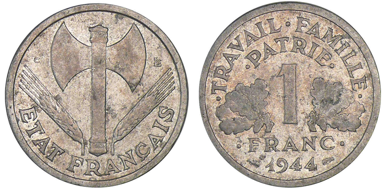 1 Franc 1942 Travail Famille Patrie Valeur Vente sur offre terminée Gouv. Provisoire et Quatrième République  (1941-1959) - Monnaies d'antan
